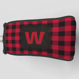 Rustikales rotes Buffalo Kariertes Monogramm Golf Headcover