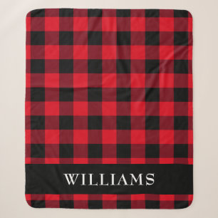 Rustikales Rotes Buffalo-Karo-Monogramm Sherpadecke