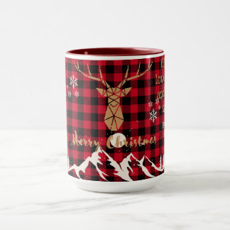 Rustikales Rotes Büffel Kariert Rentier Weihnachts Tasse