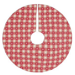 Rustikales rotes Büffel karierte Weihnachtslichter Polyester Weihnachtsbaumdecke