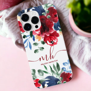Rustikales, rotes, elegantes, florales Aquarellmon iPhone 13 Pro Max Hülle