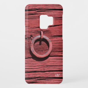 Rustikales rotes Holz mit Fall des Metallring-RAZR Case-Mate Samsung Galaxy S9 Hülle