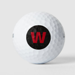 Rustikales Rotes Monogramm Initial auf Black Burla Golfball