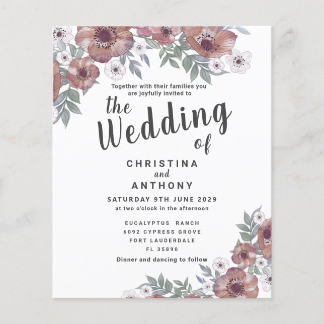 Rustikales Rotes Orange Einladung (Vorderseite)