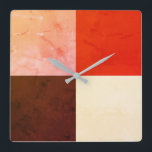 Rustikales rotes rosa Brown-Elfenbein Quadratische Wanduhr<br><div class="desc">.</div>