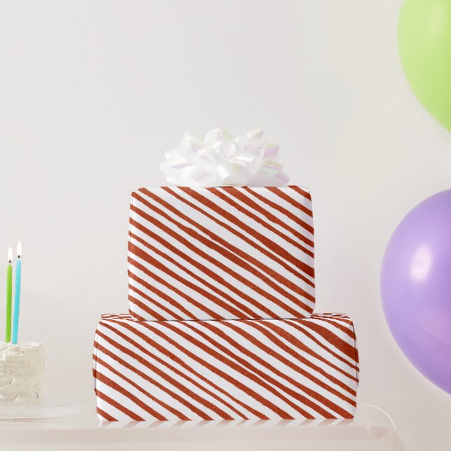 Rustikales Rotes Streifen Weihnachtswrap Geschenkpapier (Partygeschenke)