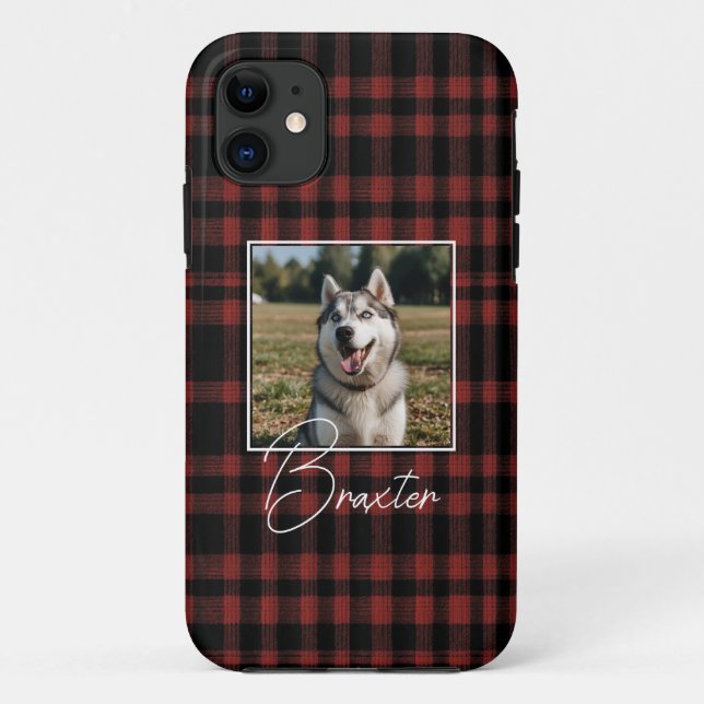 Rustikales rotes und schwarzes Kariertes Muster Fo Case-Mate iPhone Hülle (Rückseite)