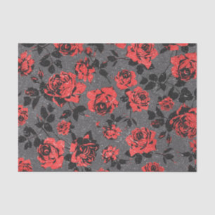 Rustikales rotes und schwarzes Stamm-Rosen-Muster Seidenpapier