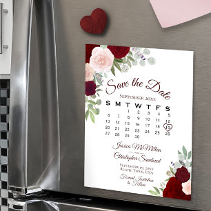 Rustikales Rotfloralmagazin Save the Date Kalender Magnetkarte