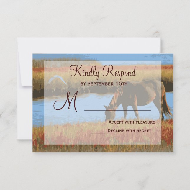 Rustikales RSVP-Karten für Herbst-Pferde RSVP Karte (Vorderseite)