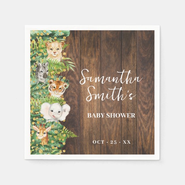 Rustikales Safari Baby Dusche Party Dekoration Serviette (Vorderseite)