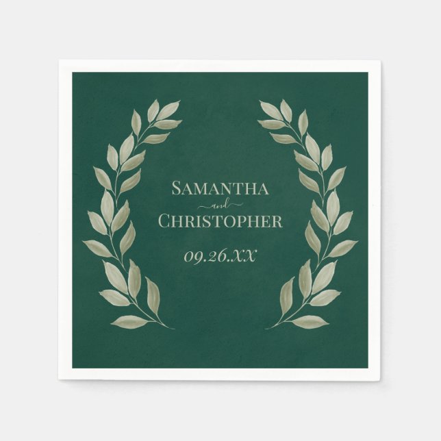 Rustikales Sage Laurel Verlasse auf der Smaragdgrü Serviette (Vorderseite)