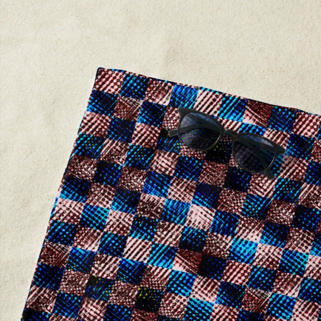 Rustikales Schach in Form von Kratzern Strandtuch (Beispiel)