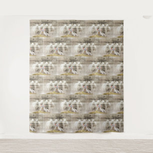 Rustikales Schaf Baby Lamm Jute Wandteppich