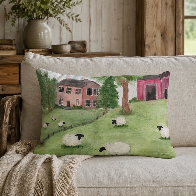 Rustikales Schaf in Weide Lendenkissen (Rustic Farmhouse Throw Pillow)