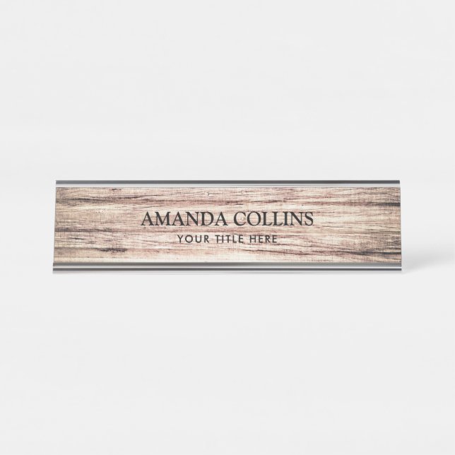 Rustikales Scheunenholz Schreibtischnamensplakette (Vorderseite )