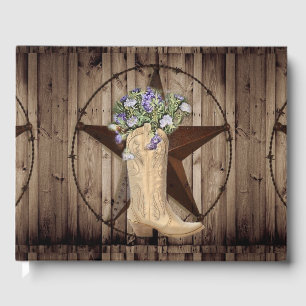 rustikales Scheunenholz Wildblume Western Cowgirl Gästebuch
