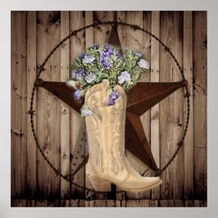 rustikales Scheunenholz Wildblume Western Cowgirl Poster