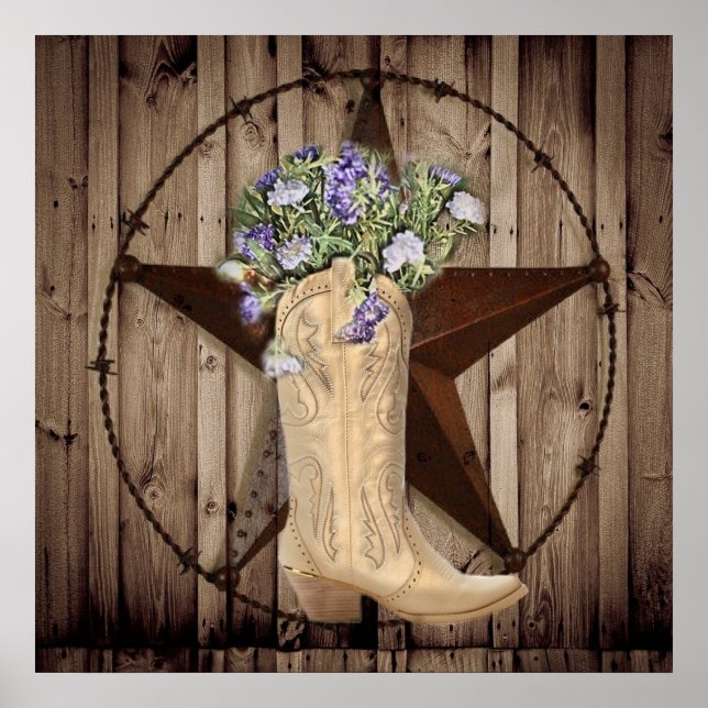rustikales Scheunenholz Wildblume Western Cowgirl Poster (Vorne)