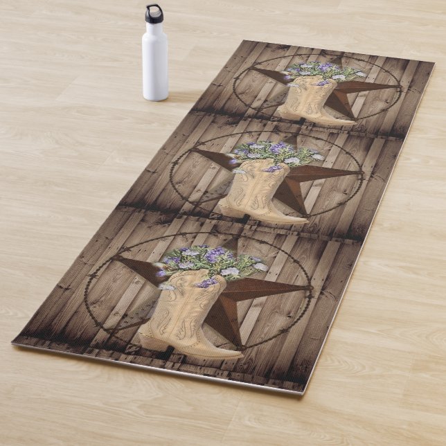 rustikales Scheunenholz Wildblume Western Cowgirl Yogamatte (Beispiel)