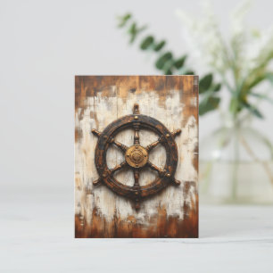 Rustikales Schiffrad Helm Nautic Postkarte