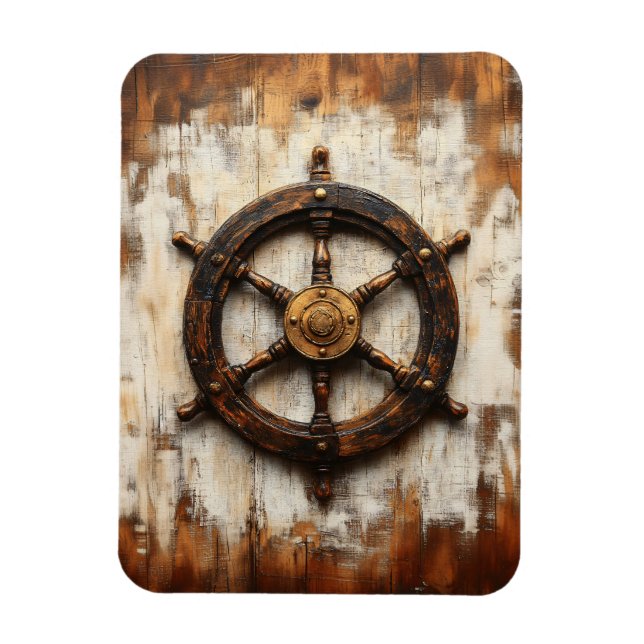 Rustikales Schiffrad Helm Nautical Flexible Magnet (Vertikal)