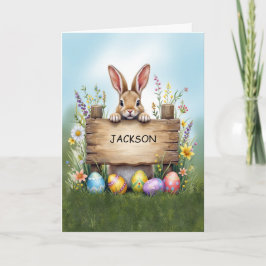 Rustikales Schildkröten im Gras mit Ostereiern Karte