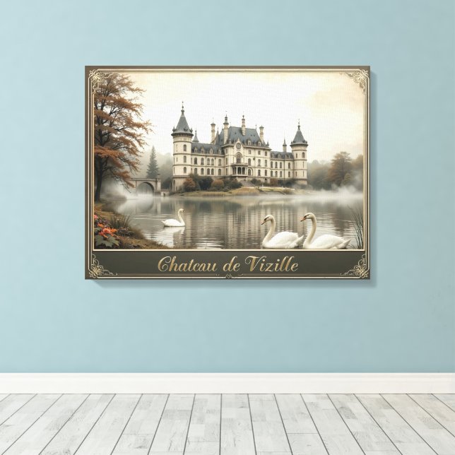 Rustikales Schloss Vizille Vintages französisches  Leinwanddruck (Insitu (Holzboden))