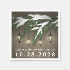 Rustikales SchneeEvergreen Lantern Hochzeit Napkin Serviette