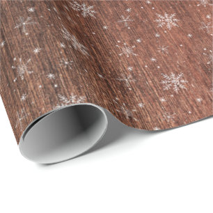 Rustikales Schneeflocken Weihnachten Geschenkpapier