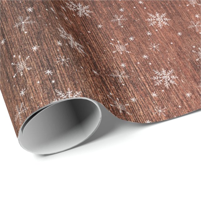 Rustikales Schneeflocken Weihnachten Geschenkpapier (Rolleneckpunkt)