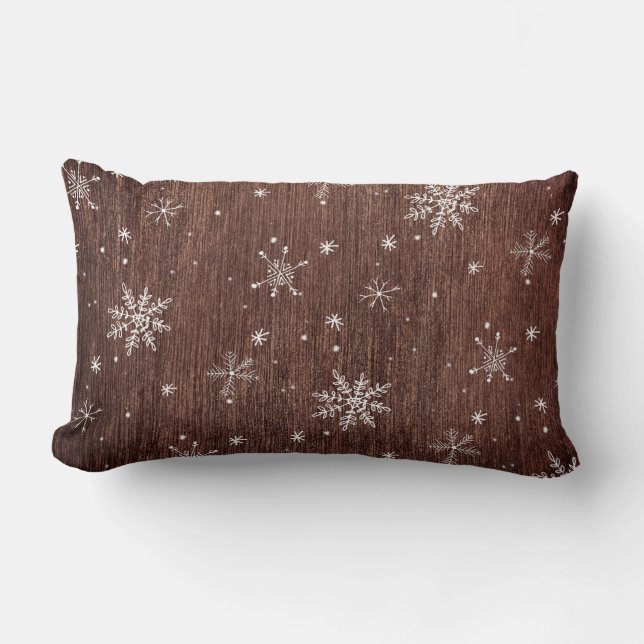 Rustikales Schneeflocken Weihnachten Lendenkissen (Vorderseite)