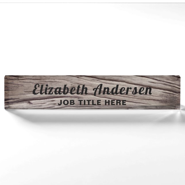 Rustikales Schreibtisch für Stallholz Namensplakette (Vorderseite)