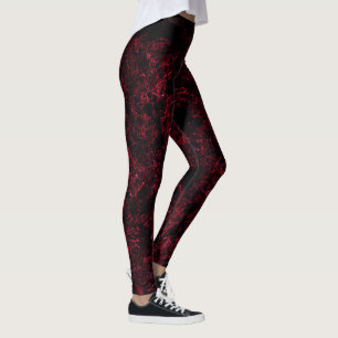 Rustikales schwammiges Rot auf dunkelrotem Hinterg Leggings