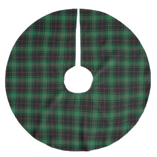 Rustikales, schwarz-grünes kariertes Tartan-Muster Polyester Weihnachtsbaumdecke