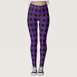 Rustikales Schwarz & Lila Buffalo Kariert Moderne Leggings