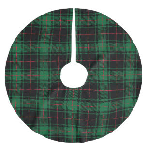 Rustikales schwarz-rotes Tartan-Karo-Muster im Lan Polyester Weihnachtsbaumdecke