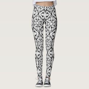 Rustikales Schwarz-Weiß-Abstraktes Muster Leggings