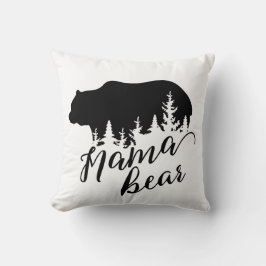 Rustikales Schwarz-Weiß-Flanell-Mama-Bär Kissen
