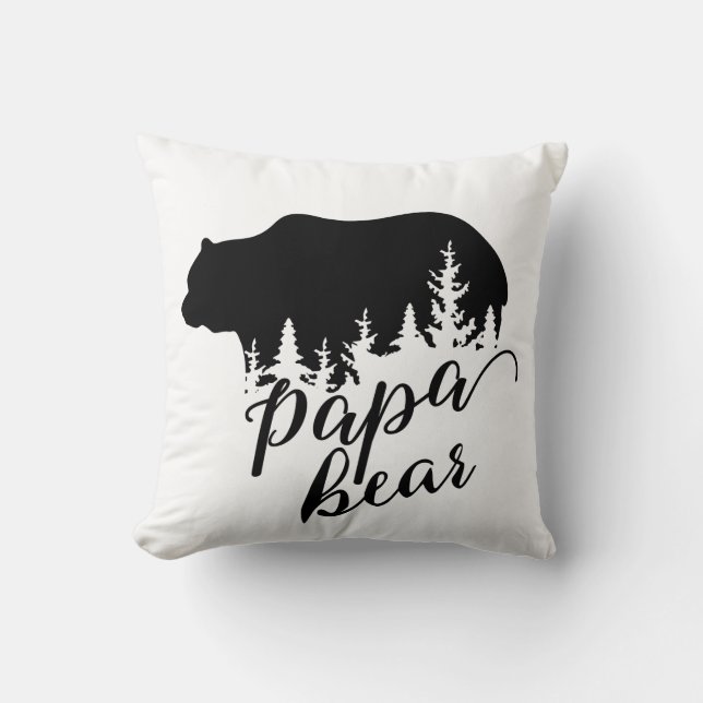 Rustikales Schwarz-Weiß-Flanell Papaya Bär Kissen (Vorderseite)