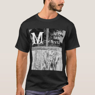 Rustikales Schwarz-Weiß-Foto Bester Vater je T-Shirt