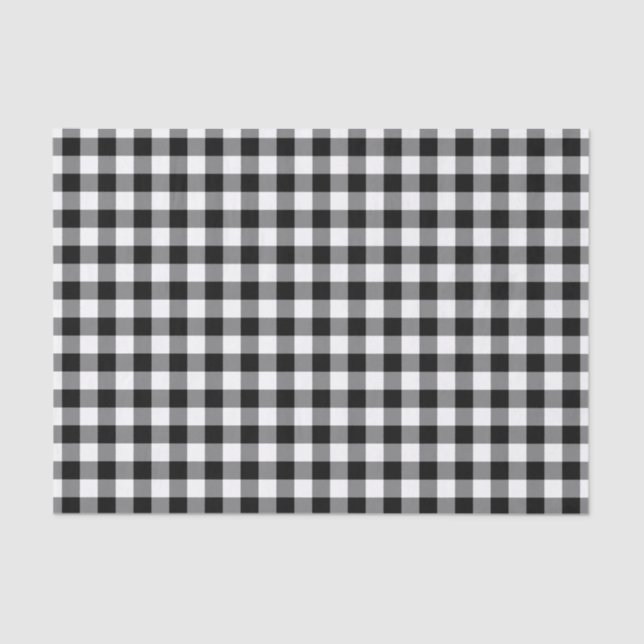 Rustikales Schwarz-Weiß-Gingham-Muster Seidenpapier (Vorderseite)