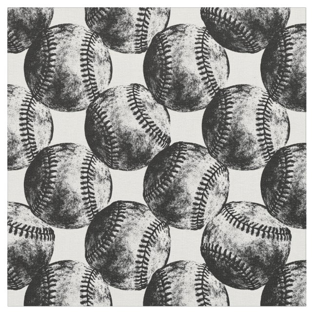 Rustikales Schwarzes Baseball, Messing im Ink Styl Stoff (Nahaufnahme)