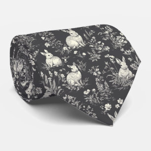 Rustikales schwarzes Kaninchen-Botanik-Toile-Muste Krawatte