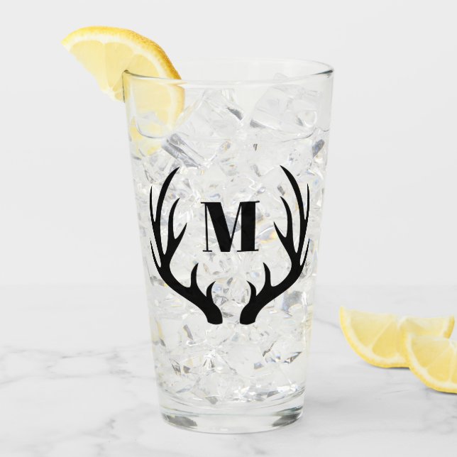 Rustikales schwarzes Monogramm der Glas (Vorderseite Ice)