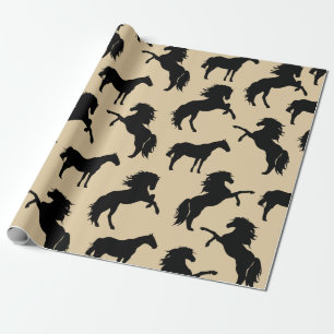 Rustikales Schwarzhorn Silhouetten & Taupe Geschenkpapier
