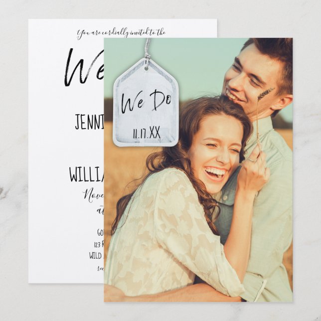 Rustikales Scrapbook Foto auf Trend Hochzeit Einla Einladung (Vorne/Hinten)