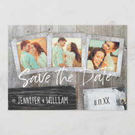 Rustikales Scrapbook FotoCollage Save the Date STD Einladung