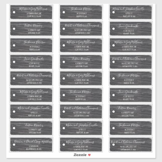 Rustikales Scrapbook Schwarze Tags Gästebuchsschil Aufkleber (Blatt)