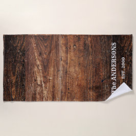 Rustikales Scratched Wood Personalisiert Strandtuch